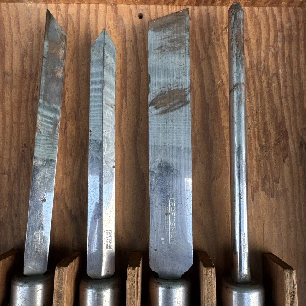 Vintage Craftsman 4pc High Speed  Wood Turning Lathe Chisel Set made in USA